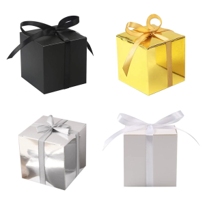 50Pcs Square Treat Boxes 3x3In Cookie Candy Case Candy Boxes Party Fillers Boxes For Candies Cookie Chocolate Packaging