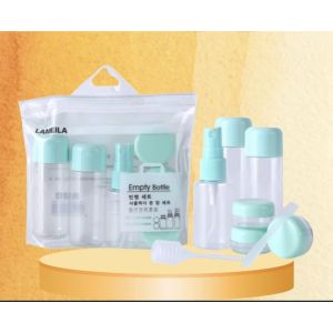 Bộ chiết mỹ phẩm du lịch cao cấp gồm 7 món dụng cụ chiết mini tiện lợi chai chiết nhựa cao cấp túi zip có khoá kéo