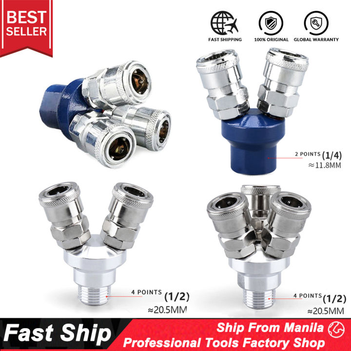 2/3 Way Pneumatic Air Hose Fitting 1/4 Quick Coupler Manifold Connector  Adapter