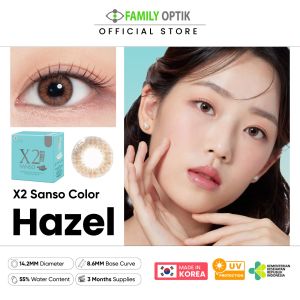 X2 Sanso Color Hazel Monthly Softlens Warna