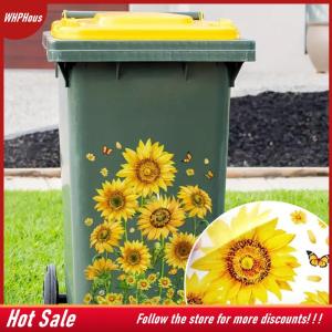 【COD】🔥🔥🔥 Sunflower Trash Can Stickers Floral Wheel Trash Can Stickers Self-Adhesive Waterproof PVC Decals For Walls Bathroom Home Decor