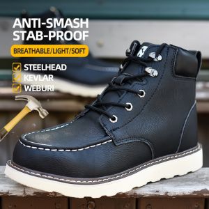 TOMITANY【Socks percuma】Kasut Keselamatan Safety Shoes Malaysia Kasut Kerja Lelaki Kasut Lelaki Tapak Getah Tahan Licin Anti Slip Kalis Air Topi Kaki Keluli Steel Toe Ringan Tahan Haus Tahan Bocor Fleksibel Mikrofiber Shoekulit Weaving Pelindung Metatarsal