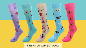 ถุงเท้ากันกระแทกปั่นจักรยานสำหรับใส่วิ่งเล่นกีฬา15-20mmhg สีสันสดใสดีไซน์ดั้งเดิมแฟชั่น