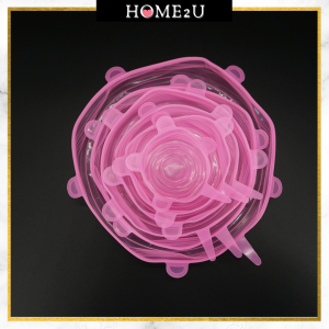 6pcs Thick Silicone Reusable Stretch Lids Universal Food Wrap Lids Microwave 硅胶食物盖 BPA Free Food Cover Airtight【Home2u】