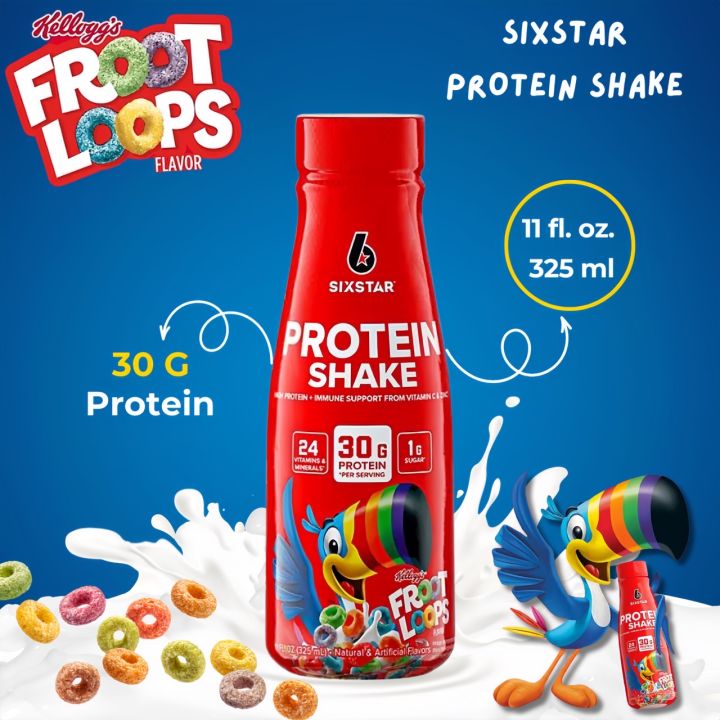 Six Star Froot Loops Protein Shake Review สินค้าใหม่‼ นำเข้า🇺🇸 Six Star Kellogg's 30g Froot Loops Protein Shake