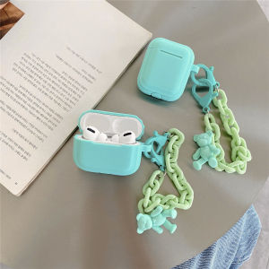 Airpods 3 Case 2021，Soft Silicone Protective Cute Cover with Keychain Bear for AirPods 1 2 Pro 3 Gen 3rd Generation