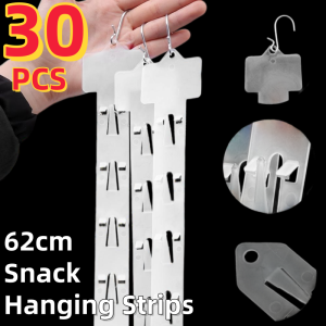 30Pcs Snack Hanging Strips Store Hang Snacks Display Hanger Hooks Transparent Plastic Hanging Clip Strips Store Display Storage Strip Convenience Store Snack Display Rack Supermarket 12 Hanging Strips
