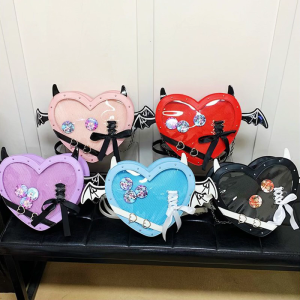 Japanese Style Crossbody Bag Lovely Shoulder Bag Heart Shape Itabag Messenger Bag Dating Bag for Pin Display