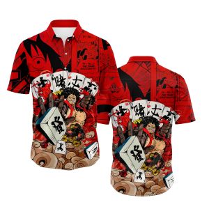 KEMEJA FULLPRINT ANIME ONE PIECE D LUFFY ACE