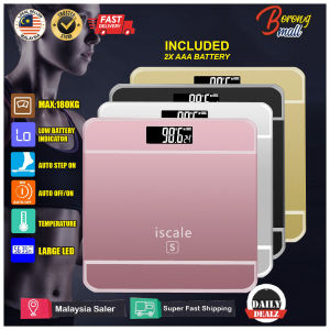 Max 180kg I Scale S LED Digital Body Weight Scale High Accurancy Weighing Measurement / Penimbang Berat Badan