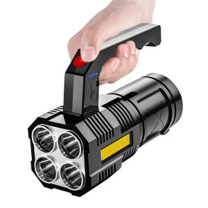 Waterproof Handheld Searchlight LED COB Rechargeable Flashlights Multifunctional Portable Torch for Emergency Outdoor Camping