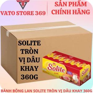 Bánh bông lan SOLITE tròn kem dâu khay 360g