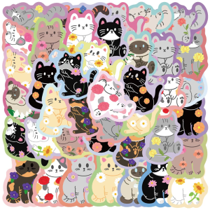 50Counts Kitten Sticker Aesthetic Sticker Kid Sticker for Scrapbook Notebook Water Bottle Phone Case Skateboard Guitar