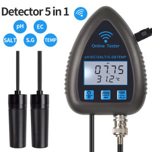 Tuya WiFi 5 in 1 การตรวจสอบคุณภาพน้ํา TDS / EC / SALT PH S.G.TEMP มัลติฟังก์ชั่น Bluetooth Water Analyzer