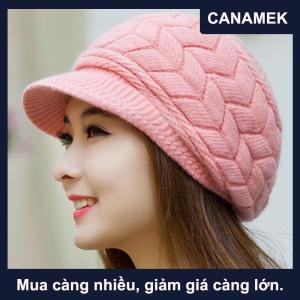 【CANAMEK】 Mũ nữ dệt kim Mũ nồi rộng dệt kim ấm áp mùa đông Mũ Beanie Mũ trượt tuyết