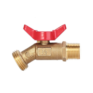 Brass Hose Bib Valves Brass Water Spigot 1/2 Inch NPT Male Inlet 3/4 Inch GHT Male Outlet Garden Hose Adapter for Home
