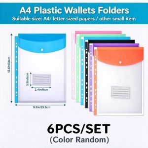 A4 Long Loose Leaf File Bag with Card Slot Plastic Envelope Binder Pocket 11 Holes Clear Pouch