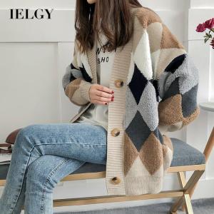 IELGY sweater coat women loose Korean style lazy knit cardigan