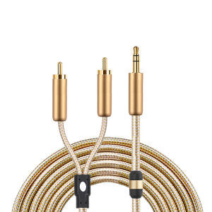 GOLLEY LION 3.5มม.แจ็ค2RCA อะแดปเตอร์สายเคเบิล Splitter Y สำหรับเครื่องขยายเสียงแท็บเล็ต HDTV MP3 Player โฮมเธียเตอร์ลำโพง