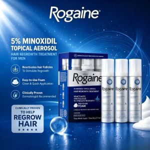 Rogaine Mens Minoxidil 5% Foam 60g for Hair Regrowth Thinning Hair and Topical Hair Loss Treatment