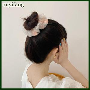 ruyifang ใหม่เชือกผูกผมผ้าโปร่งบางแบบใสสำหรับมัดผมหางม้าโปร่งใสผ้าโปร่งสีชมพูโรแมนติกอุปกรณ์เสริมสำหรับผมสีฟ้า