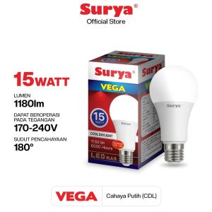 Surya Vega 15 Watt Bohlam LED Lampu Rumah Super Terang Cool Daylight Putih