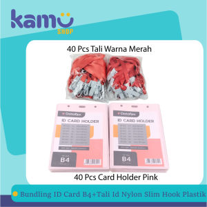 BUNDLING 40 Pcs ID CARD B4 + 40 Pcs Tali ID Nylon Slim Hook Plastik ( CBT - NYLK )