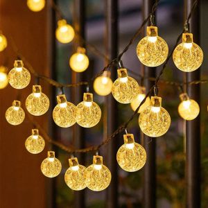 🔥Stok Lokal🔥5M 7M 12M Solar Crystal Ball String Lights 20/50/100LED 8 Modes Waterproof Outdoor Garden Fairy Lights