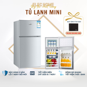 Tủ lạnh Mini 2 cánh gia đình  tủ lạnh mini có tích hợp ngăn đá riêng biệt tiện lợi để đồ ăn thức uống mĩ phẩm Bảo hành 2 năm 7 ngày lỗi đổi mới