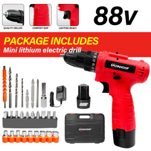 288V Double Speed Li-ion Battery Rechargeable Cordless Drill Driver with 27 Accessories Kit Set