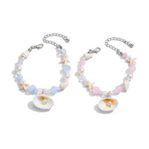 2 Gói Đại Dương Vòng Đeo Tay Tinh Tế Vòng đeo tay vỏ sò Tay Ngọt Ngào Phụ Kiện Nhựa Và Hợp Kim Kết Cấu Cho sự kiện đặc biệt