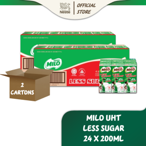 [2 Cartons] MILO UHT Less Sugar Chocolate Malted Milk (4 x 6 x 200ml)