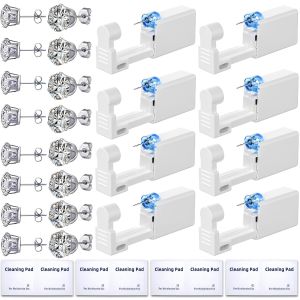 Novopiercing 24 Pcs Ear Piercing Kit: Ear Piercing Kit with 8 Guns 8 Pcs Earrings Stud 8 Pcs Cleaning Pads