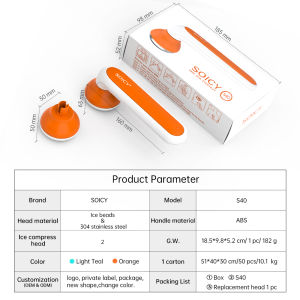 Newest ice roller SOICY S40 with 2 heads Metal Ice Roller Cooling Roller High Quality Calm the Skin Shrink Pores Relax Sore Muscle Accelerate skin repair Ice compress