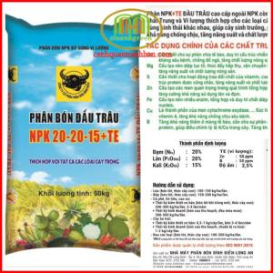 Phân 3 màu 20 20 15 + te NPK Đầu trâu Bình Điền gói 1kg ra hoa đậu trái| Minh Hân Garden