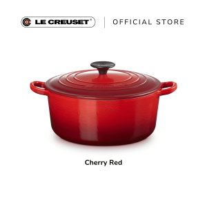 Le Creuset Cast Iron Round French Oven 24cm Classic Black Knob Sand Interior
