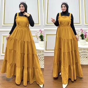 QF Gamis Overall tanpa inner Model terbaru / Gamis Overall Polos / overall bahan babycodoray / gamis OOTD 924