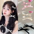 Yuumoo Pink Ribbon Hairpin Bow Knot Small Hairpin Ins Sweet Cute Braided Hair Bangs Clip. 