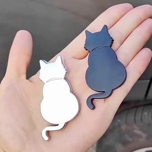 ORA 07 สติ๊กเกอร์รถแมวบัลเล่ต์ แมวสายฟ้า แมวโลหะ 3D สเตอริโอ แมวการ์ตูนน่ารัก การปรับแต่งสัญลักษณ์ตกแต่ง