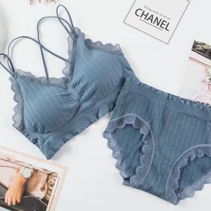 Lingerie Set Lace Breathable Bra & Panties Set No Underwire Comfortable Beauty Back Women Underwear