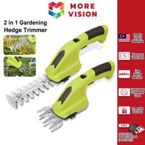 Cordless Hedge Trimmer 2 in 1 Gardening Tools Rechargeable Portable Grass Cutter Electric Shrub Shear Garden Weeding