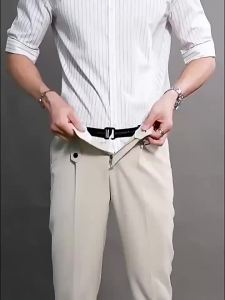 Spring Summer Stretchable Mens Slim Fit Slimming New Style Small Foot Casual Non-Iron Nine-Point Business British Style Casual Pants