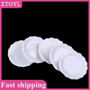 ZTOYL💝 2Pcs 1:12 Dollhouse Miniature Ceramic Plate Dessert Lace Dish Tableware DecorToy