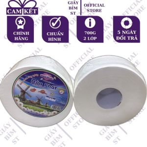 Giấy vệ sinh cuộn lớn công nghiệp Hòa Phát có lõi 2 lớp 700g/cuộn cho nhà máy nhà hàng khách sạn
