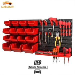 [UEB Mall] 39pcs Garage Plastic Shop Tool Organizer with Wall Panels Tool Holders Hooks Wall Mounted Storage Bins Parts Rack for Men Gift