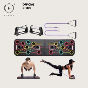 Homlly 13 in 1 Portable Power Press Push Up Workout Board with Resistance Band