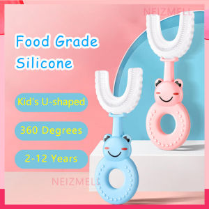 2pcs 360 Degrees U shaped toothbrush children Toddler Baby 2-6-12 Years Old Childrens Soft U-shaped Brushing