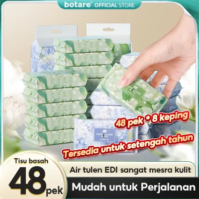 【48 packs】BOTARE Premium Baby Wipes Portable (8 pieces * 48 packs) - Seven-step purification using EDI purified water and plant extracts to protect babys skin