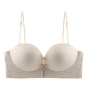 Front Buckle Push Up Bra Women Thick Cup Small Chest Gathered Seamless Strapless Bra Anti-Slip Comfort Non-wired Bra