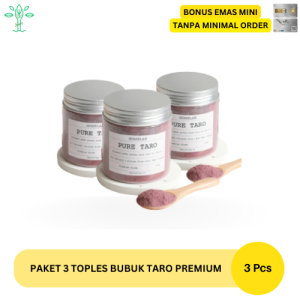 Paket 3 Toples Bubuk Taro Pure Taro Premium 100 gram / Bubuk minuman aneka rasa Serbuk minuman aneka rasa Bubuk minuman premium 1kg